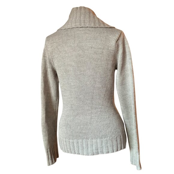 POET - Gray Knit Sweater - V-neck shawl collar with front pocket - Medium - Picture 6 of 11